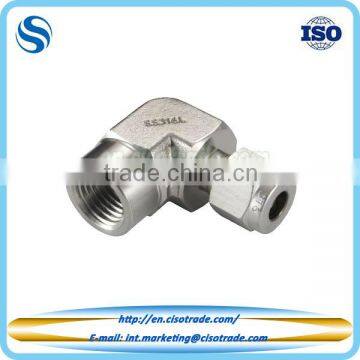 Double Ferrule Compression Tube Fitting, NPT BSPT Female Elbow Pipe Fitting for Imperail Tubes
