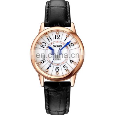 Watch Wholesaler Skmei 1823 Leather Strap Classic Ladies Quartz Watch Japan Movet Waterproof Female Watches