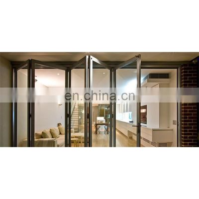 Exterior black accordion bi folding doors with double glazing