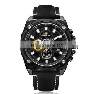 MEGIR 2054 Guangzhou Online Watch Wholesale Genuine Leather High Quality Oem Chronograph Day Men Wrist Watches Supplier