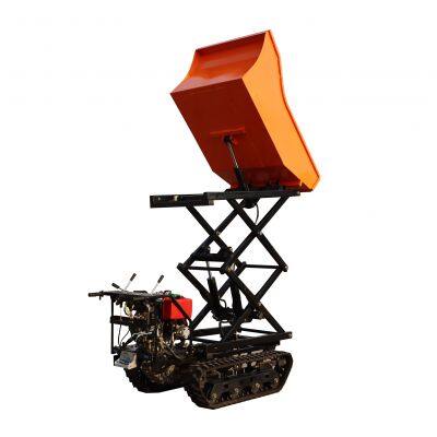 Tracked mini dumper with lift container