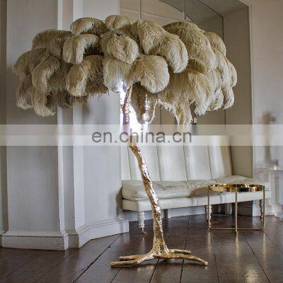 Modern Luxury Tree Branch Feather Floor Lamp Nordic Stand LED Light For Living Room