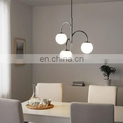 Modern Art Luxury Milk White Glass Ball Chandelier Lamp for Living Room Bedroom Hotel and Home Pendant Light