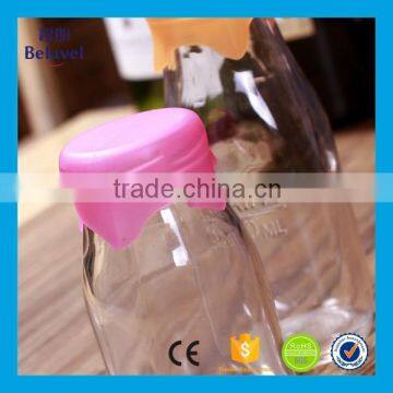 320ml Embossed Clear Glass Beverage Bottle Glass Milk Drinking Bottle