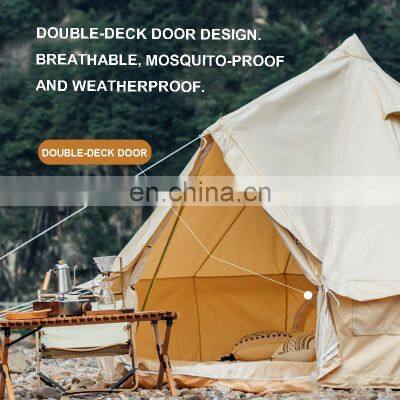 Hot Sale Large Family Luxury Cotton Canvas Tent With Stove Hole Waterproof Glamping Luxury Bell Tent Emporer Bell Tent photo-3