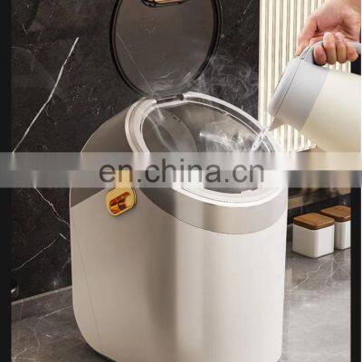 Kitchen Round Rice Storage Box Large Sealed Grain Container Automatic Rice Bucket With Flip Cover photo-5
