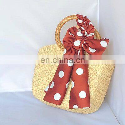 Rustic Girl water hyacinth Handbag With Bow Tie, Woven Tote Bag with Rustic Design Wholesale Vietnam Manufacturer