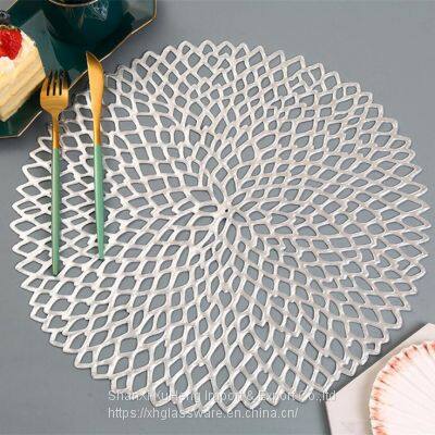 Fancy Modern Round Flower Pattern Non Slip Heat Resistant PVC Table Pads Bowl Hollow Place Mats photo-2