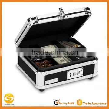 Black locking hard aluminum money storage case,small security box,black cash travel carry case                        
                                                Quality Choice