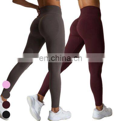 Custom Peach Hip V-Arc Waisted Running Sports Leggings Scrunch Butt High Waist Fitness Pants Seamless Yoga Leggings For Women