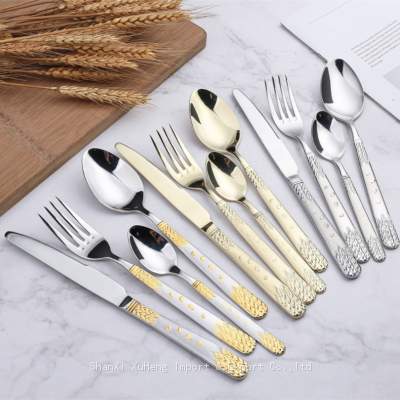 Sun Flower Gilded Cutlery Set Stainless Steel Flatware Kitchen Silverware Steak Tableware Dinnerware Spoon Fork Knife photo-4