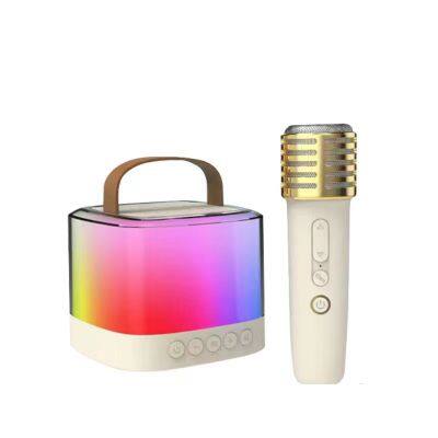 Rechargeable Speaker Set with Portable Karaoke Microphone, Karaoke System with Party Lights for Kids and Adults