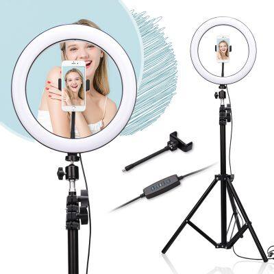 T Hot Selling Dimmable Led 12 Inch With Selfie Clip And 2.1m Tripod Phone Tripod Ring Light