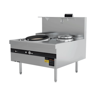 Commercial Gas Single Wok With Warmer - SUS Material - φ350 Wok Ring - Electro-magnetic Safety System photo-2