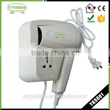 Wholesale 1200W high quality wall hanging hotel hair drier/220V hair dryer YK9801