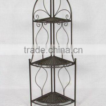 new design 3-tier wrought iron folding corner shelf