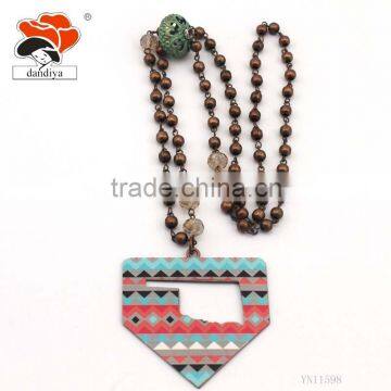 new design 2016 China jewelry crydtal bead colorful stickers popular copper necklace