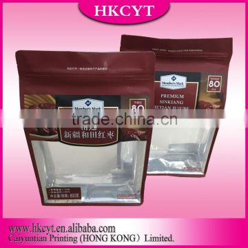 stand up Jujube plastic packaging bag with clear window