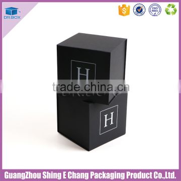 Luxury black square shape paperboard printing paper gift box packaging with magnetism