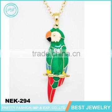 gold jewellery enamel parrot birds pendant necklace for women