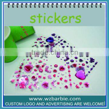 heart diamond shape acrylic 3d sticker custom