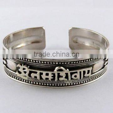 Om Namah Shivay !! Devotional 925 Sterling Silver Bangle, Handmade Silver Jewellery, Online Silver Jewellery