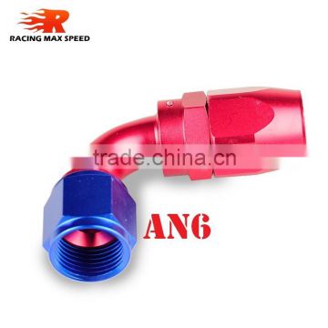 Aluminum oil cooler fitting 90 degree resuable hose end fuel line hose end fitting adaptor cutter shape blue and red 40-090-06