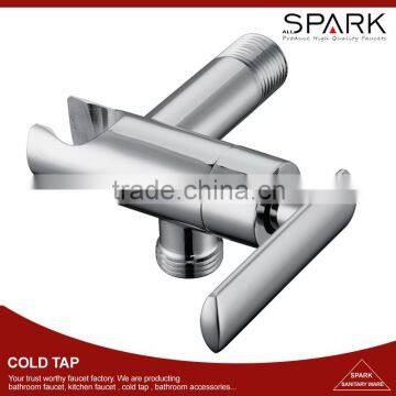 2016 Hot sell brass chrome angle valve with shower or bidet holder two way bib water cold tap