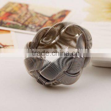 Gold Tone Thick Heavy Wide Braided Metal Hinged Bangle photo-4