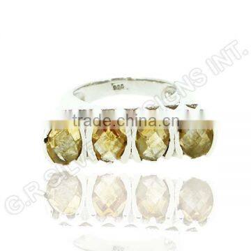 citrine oval faceted gemstone wholesale ring,sterling 925 silver amazing women ring jewelry