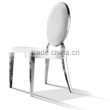 Cheap hotel steel leg metal chair, steel frame luxury pu Modern fabric/metal Dining chair