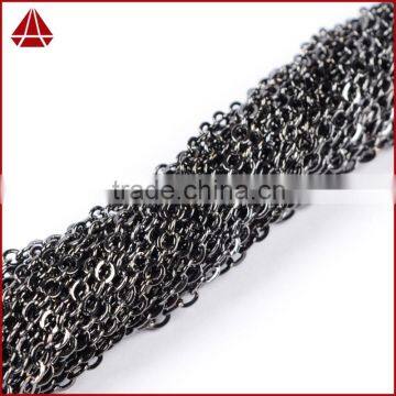 14 Inch Dark Antique Silver Plated Copper Finished Chain Necklace Finding Flat Cable Chain Losbter Clasp photo-3