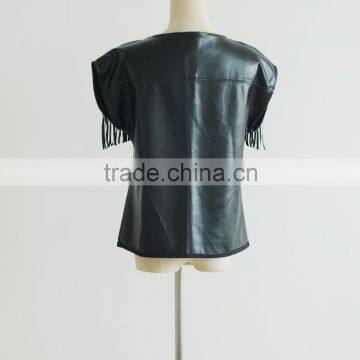 Wholesale Korean Style Tassel Leather Ladies Smart Tops Crop Tops Supplier's Choice photo-4