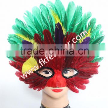 PVC Simple Design Masquerade Party Mask With Spot Feather Decorations