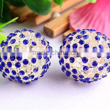 AAA Quality Charming Fashion chunky round royal bule rhinestone alloy berry gumball beads for DIY necklaces making!