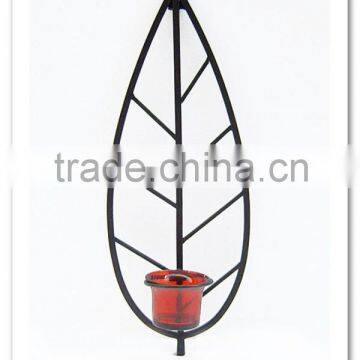 LC-77655 Promotion wrought iron metal leaves tealight holder wall sconce