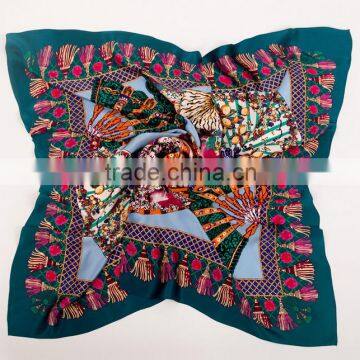 110*110cm Women's Digital Printed Crepe Satin Large Square Silk Scarf ,fashionable Hijab Scarf Supplier's Choice photo-3