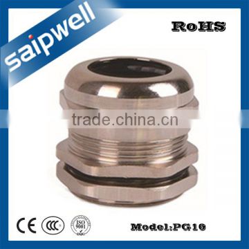 SAIPWELL PG16 IP68 Electrical Metal Waterproof Cable Gland Made of Brass Plating Nickel