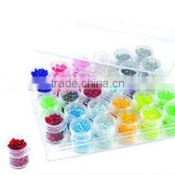 Jewelry plastic bead box Clear Rectangle Acrylic Box With 36 Scrw-top Vials