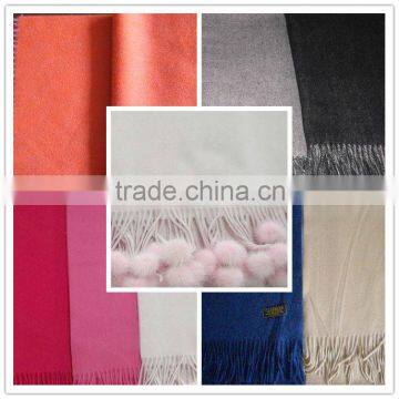 100% Cashmere Wool Shawl with fur ball