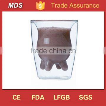 Wholesale double wall milk tumbler glass without handles