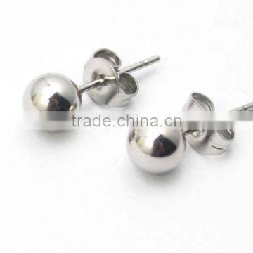High Polish Round Ball Screw Back Earring Stainless Steel Stud Earrings Screw photo-2