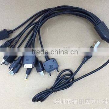 cheap customized pantone color multiple USB port charging cable, 10 in 1 multiple charging cable for smartphone