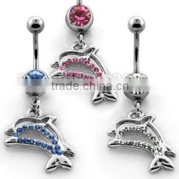 double dolphin navel ring