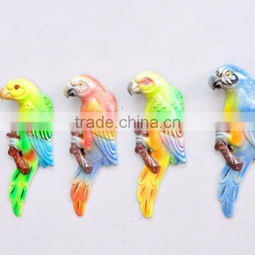 Colorful 5 inch Plastic Pearl Powder Flat Parrot Animal Fridge Magnet, Animal Homes craft, Decorative Magnets