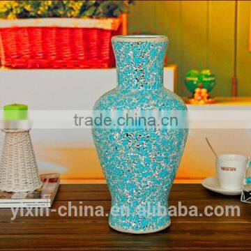 blue crackle glass vase,mosaic glass vase