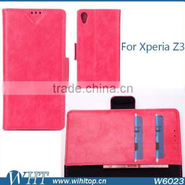 Pu Leather Card Holder Wallet Flip Side Open Case Cover For Sony Xperia Z3 L55T L55U D6653