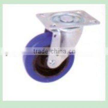 Swivel/Swivel Brake/Rigid Castor Fitted with Blue Elastic Rubber Wheel, Nylon Center