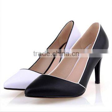 2015 Guangzhou Factory Real Leather Block Heels Women Shoes photo-5