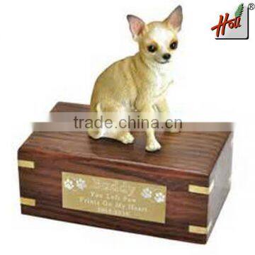 Hot sale fancy custom solid wood pet funeral coffin box HCGB8131